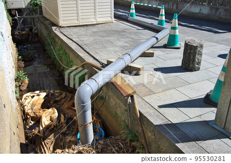 Water channel diversion with PVC pipe Water channel diversion with PVC pipe 95530281