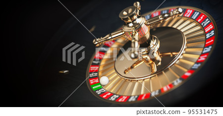 Casino roulette on black background with space for text 95531475