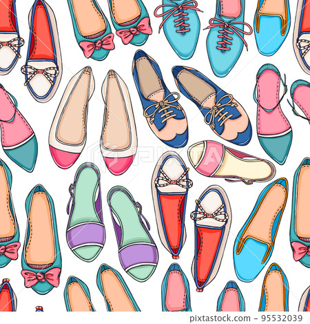 Seamless background of colorful shoes Seamless background of colorful shoes 95532039