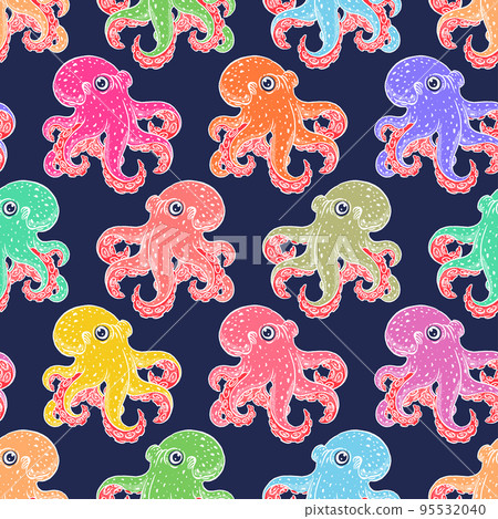 seamless background of cute octopuses seamless background of cute octopuses 95532040