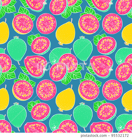 seamless ripe bright color guava - Stock Illustration [95532172] - PIXTA