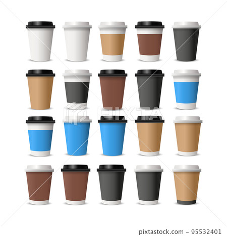 20 pcs. realistic cups for coffee and tea on a white background - Vector 20 pcs. realistic cups for coffee and tea on a white background - Vector 95532401