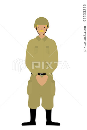 高級男兵擺姿勢，等待，等待，雙手在前面對齊 95533256