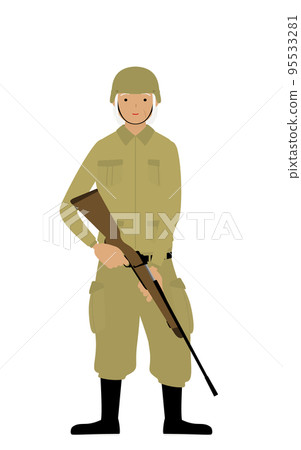 高級女兵擺姿勢，拿著步槍站崗 95533281