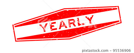 Grunge red yearly word hexagon rubber seal stamp on white background Grunge red yearly word hexagon rubber seal stamp on white background 95536906