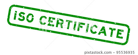 Grunge green ISO certificate word square rubber seal stamp on white background 95536935