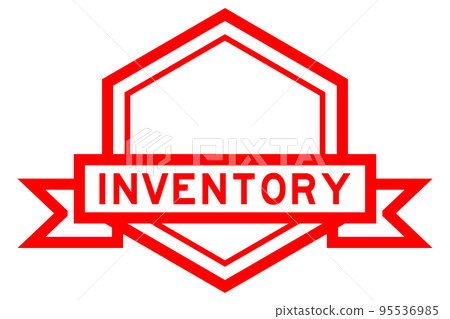 Vintage red color hexagon label banner with word inventory on white background Vintage red color hexagon label banner with word inventory on white background 95536985