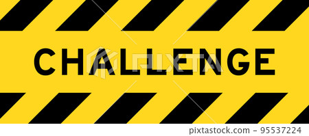 Yellow and black color with line striped label banner with word challenge Yellow and black color with line striped label banner with word challenge 95537224