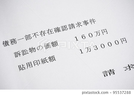 Litigation for Confirmation of Non-Existence of Debt, Claim for Confirmation of Partial Non-Existence of Debt, Civil Lawsuit, Trial, Civil Trouble, Lawsuit, Complaint Image 95537288