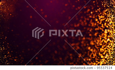 Golden red glow particles flicker and float in viscous liquid with amazing bokeh. Fantastic background. Gold magical sparkles of light form abstract structures. 3d render Golden red glow particles flicker and float in viscous liquid with amazing bokeh. Fantastic background. Gold magical sparkles of light form abstract structures. 3d render 95537514