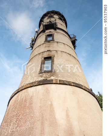 Old tower on northen peak of Hochwald mountain, Lusitian mountain 95537903