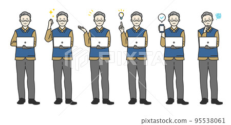 Senior generation male set operating a laptop 95538061