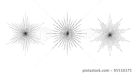 Dotted grain star with beams set. Black stippled ray sparkle and flare collection. Various noise textured asterisks. Different halftone dot work stellar forms and burst explosion. Vector sparks. Dotted grain star with beams set. Black stippled ray sparkle and flare collection. Various noise textured asterisks. Different halftone dot work stellar forms and burst explosion. Vector sparks. 95538375
