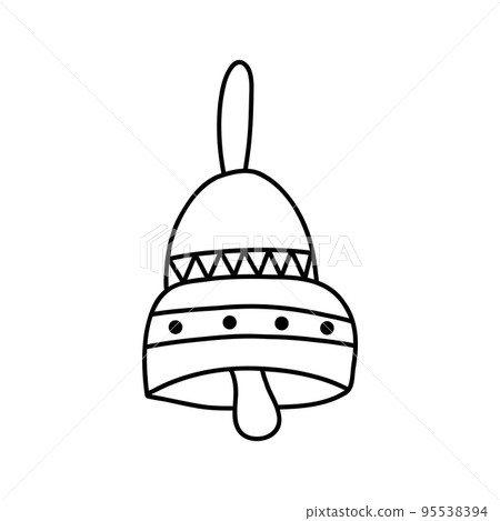 Hand drawn doodle bell. Cartoon element, vector sketch illustration, black outline art for web design, icon, print, coloring page Hand drawn doodle bell. Cartoon element, vector sketch illustration, black outline art for web design, icon, print, coloring page 95538394