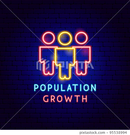 Population Growth Neon Label 95538994