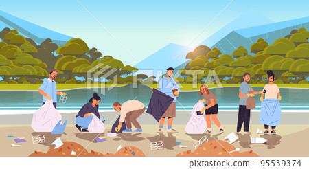 people collecting trash into bag beach cleanup generation Z lifestyle concept new demography trend with progressive youth gen people collecting trash into bag beach cleanup generation Z lifestyle concept new demography trend with progressive youth gen 95539374
