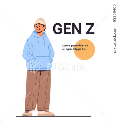 young guy in casual trendy clothes generation Z lifestyle concept new modern demography trend with progressive youth gen 95539409