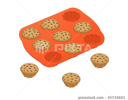 Cupcakes in silicone mold for baking Vector illustration 95539883