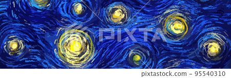 Glowing stars on a blue sky abstract background in the style of impressionist paintings Glowing stars on a blue sky abstract background in the style of impressionist paintings 95540310