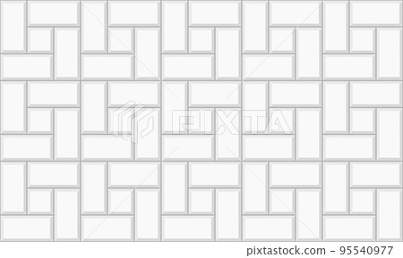 White pinwheel tile seamless pattern. Kitchen backsplash or bathroom floor texture. Stone or ceramic brick wall background. Exterior or interior mosaic surface White pinwheel tile seamless pattern. Kitchen backsplash or bathroom floor texture. Stone or ceramic brick wall background. Exterior or interior mosaic surface 95540977