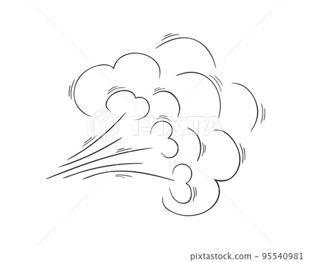 Doodle air flow or wind blow effect icon. Swirl, gust, smoke, dust in cartoon hand drawn style isolated on white background. Vector outline illustration Doodle air flow or wind blow effect icon. Swirl, gust, smoke, dust in cartoon hand drawn style isolated on white background. Vector outline illustration 95540981