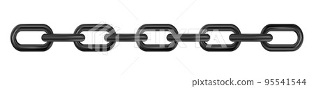 Metal realistic black chain on white panoramic background - Vector 95541544