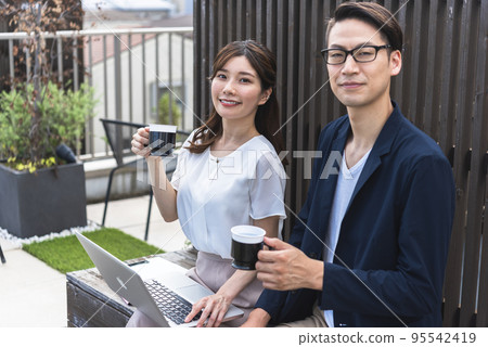 Female copywriter interviewing Female copywriter interviewing 95542419