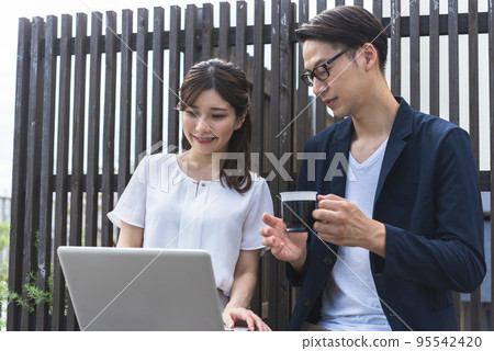 Female copywriter interviewing Female copywriter interviewing 95542420