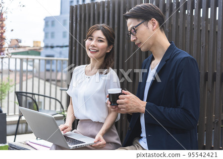 Female copywriter interviewing Female copywriter interviewing 95542421