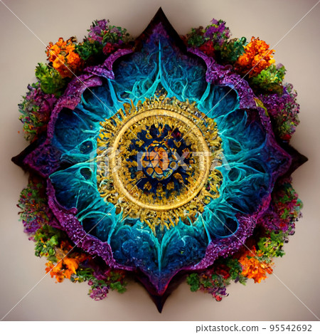 mandala flower illustration mystical line object colorful 95542692