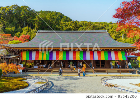 Autumn in Kyoto Saga-Arashiyama Nison-in main hall with autumn leaves Autumn in Kyoto Saga-Arashiyama Nison-in main hall with autumn leaves 95545200