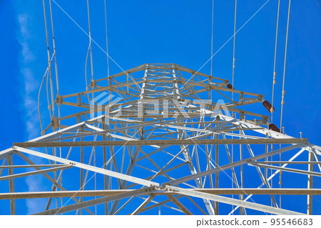 Tucson, Arizona- High voltage transmission tower in a low angle view Tucson, Arizona- High voltage transmission tower in a low angle view 95546683