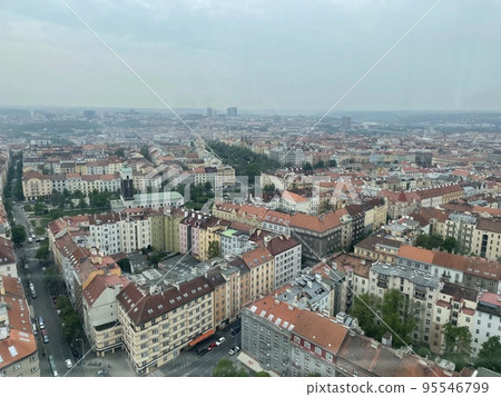 view of the city of prague from the height of the flight 95546799