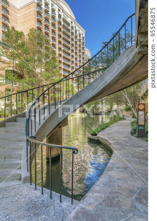 Pathway and stairs leading up to the bridge over the River Walk in San Antonio 95546875