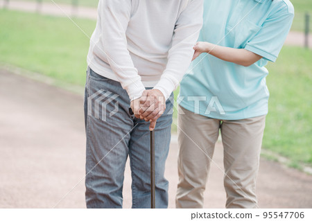 Caregiver and senior Rehabilitation elderly man and helper 95547706