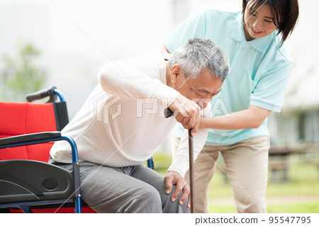 Caregiver and senior Rehabilitation elderly man and helper 95547795
