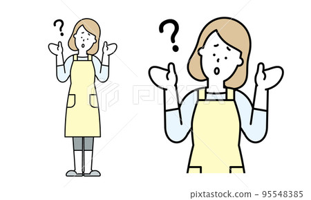 Illustration material of a mother who tilts her head and poses "Why?". Illustration material of a mother who tilts her head and poses "Why?". 95548385