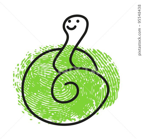 Thumbprint drawing of funny snake reptile portrait 95548438