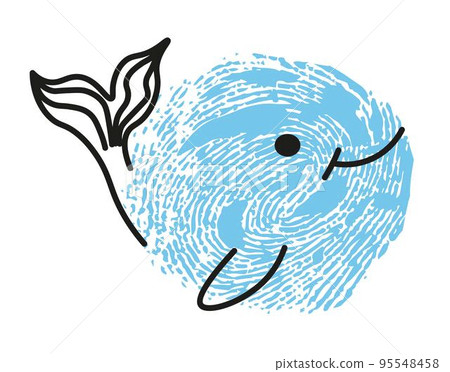 Thumbprint drawing of whale cute marine animal 95548458