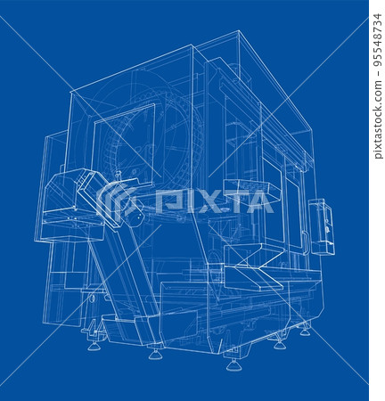 Metalworking CNC milling machine. Vector Metalworking CNC milling machine. Vector 95548734