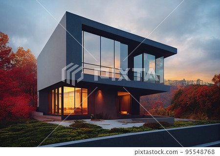 3d rendering of modern cozy house, 3d illustration 95548768