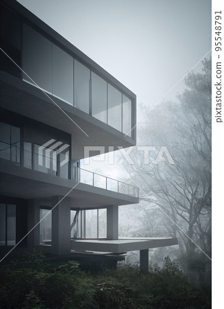 3d rendering of modern cozy house, 3d illustration 3d rendering of modern cozy house, 3d illustration 95548791