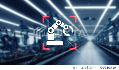 factory and robot icon 95549836