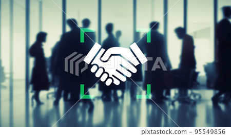 business office and handshake icon 95549856