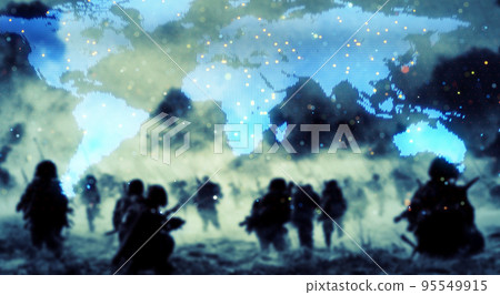 International conflict world map and battlefield image 95549915