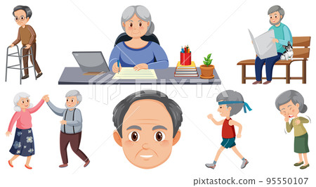 Collection of elderly people icons Collection of elderly people icons 95550107