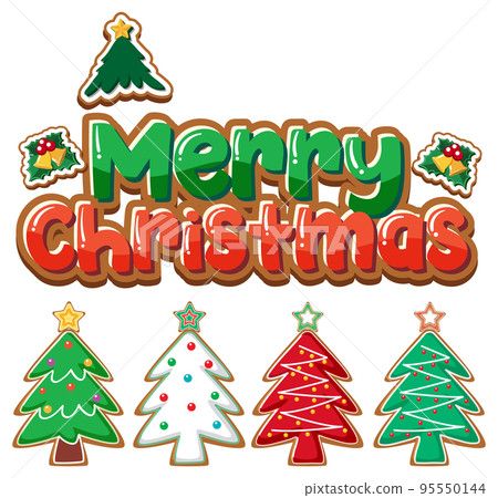 Merry Christmas banner with Christmas ornaments - Stock Illustration