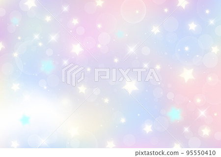 Fantasy watercolor illustration with rainbow pastel sky with stars. Abstract unicorn cosmic backdrop. Cartoon girlie vector illustration. Fantasy watercolor illustration with rainbow pastel sky with stars. Abstract unicorn cosmic backdrop. Cartoon girlie vector illustration. 95550410