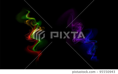 Neon fire smoke, magic swirls effect, wand spell 95550943