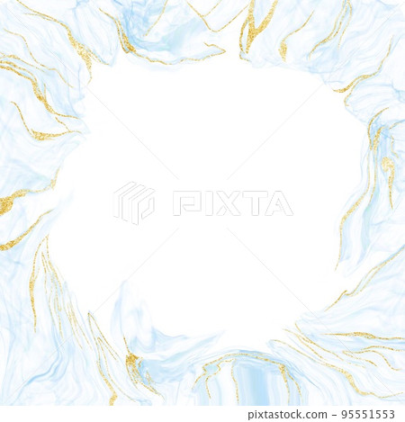 Blue Marble and Golden line illustration Background 95551553